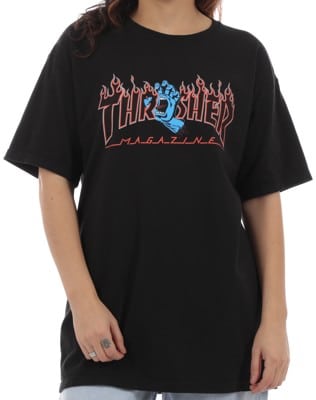 Santa Cruz Women's Screaming Flame Logo Boyfriend T-Shirt - pigment black - view large