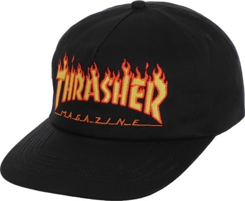 Thrasher Flame Embroidered Snapback Hat - black - view large
