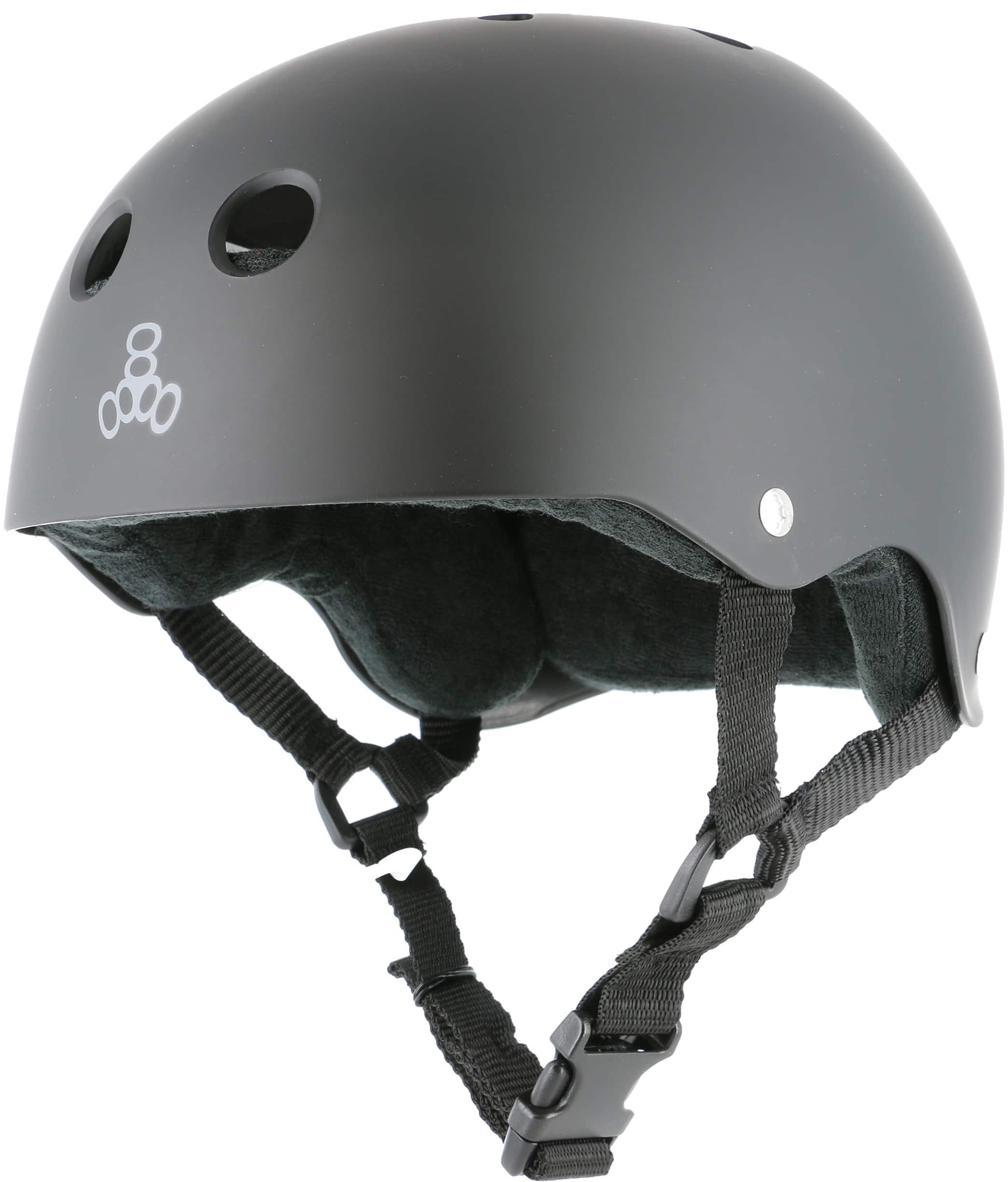 Triple Eight Multi-Impact Sweatsaver Skate Helmet - all black rubber ...