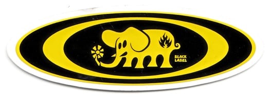 Black Label Oval Elephant Sticker - all yellow - view large