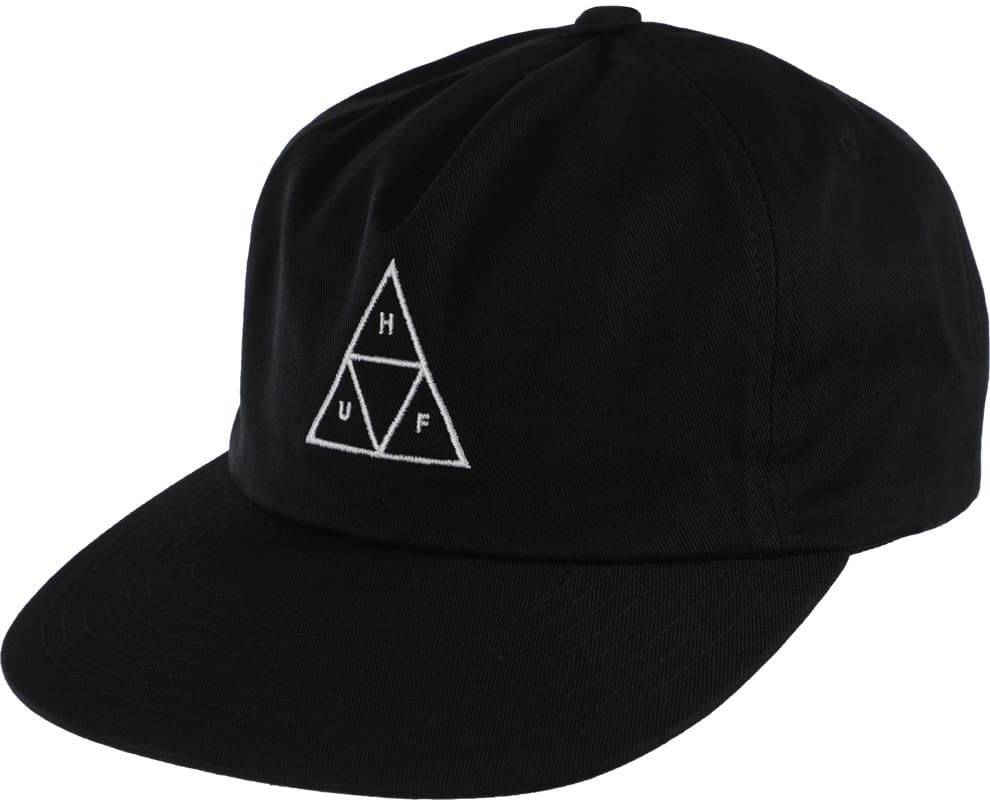 HUF Essentials Unstructured Triple Triangle Snapback Hat - black | Tactics