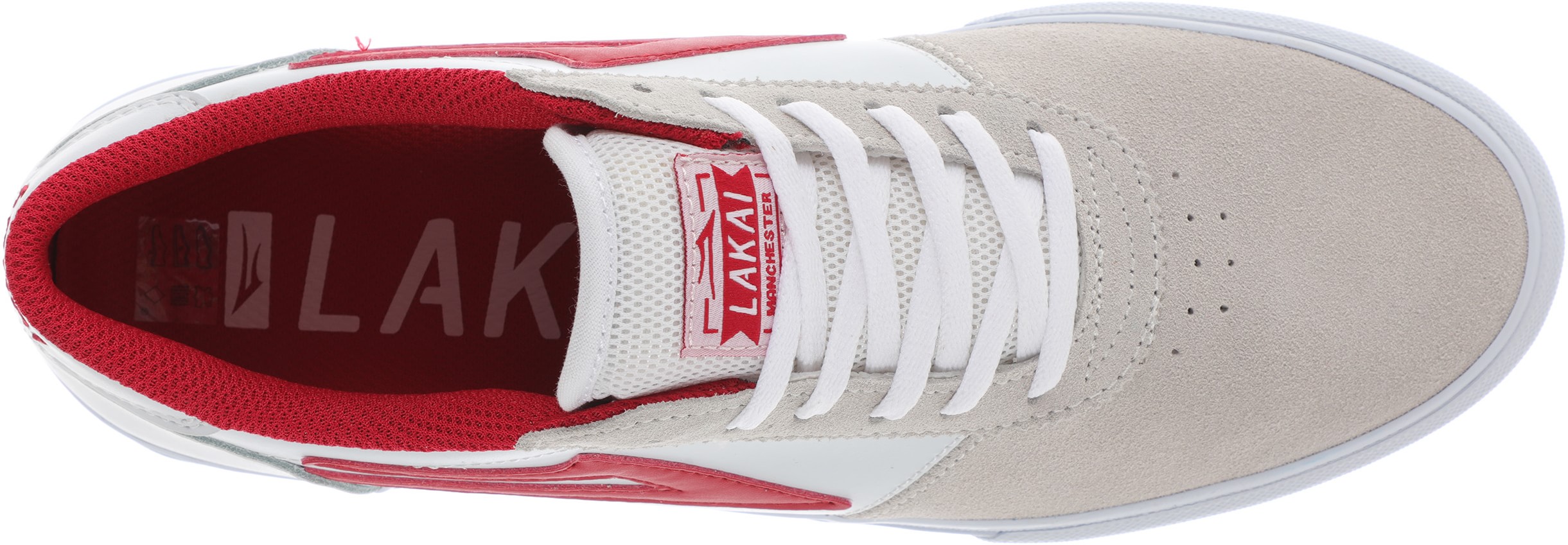 Lakai Manchester Skate Shoes - white/red suede | Tactics