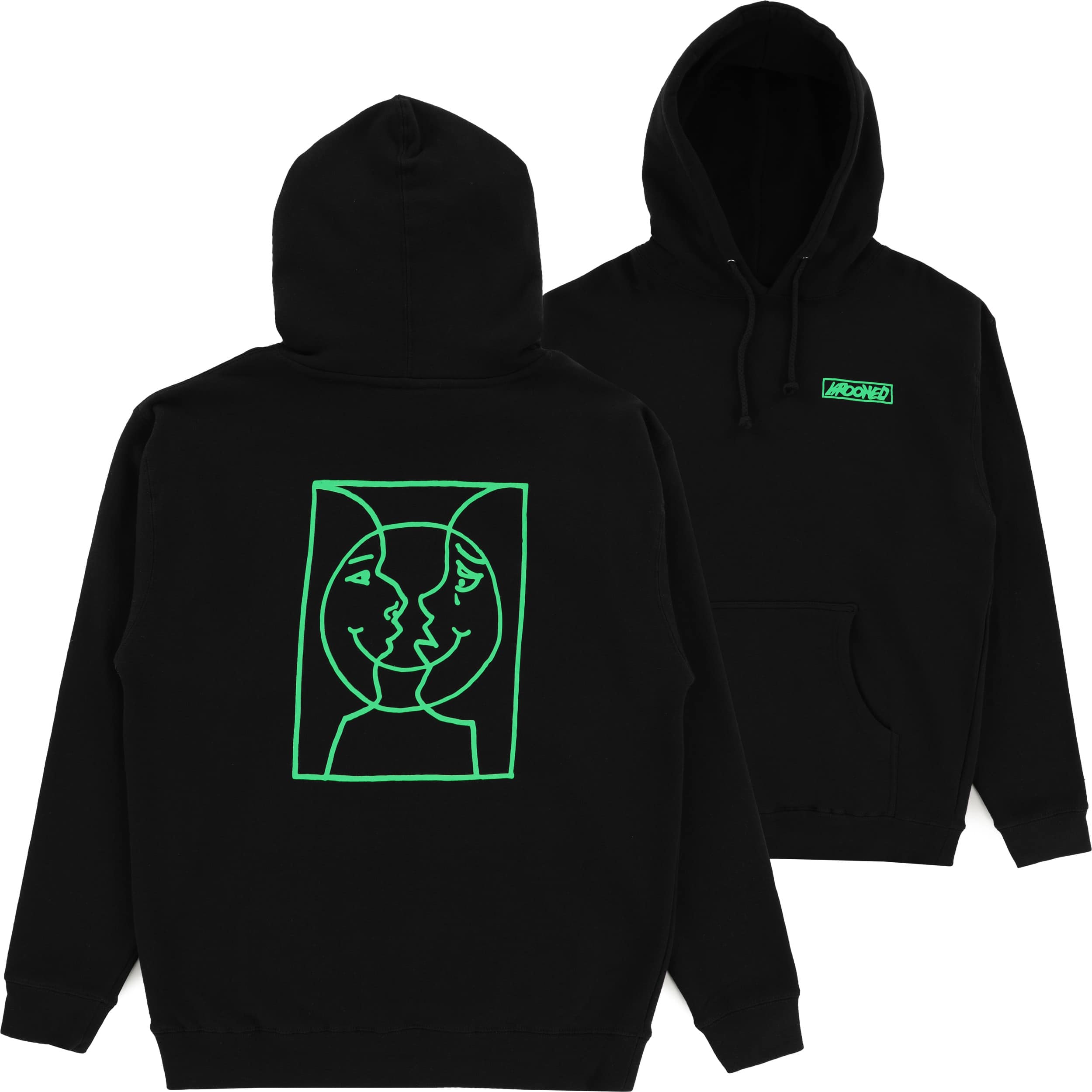 Krooked Moonsmile Raw Hoodie - black/green | Tactics