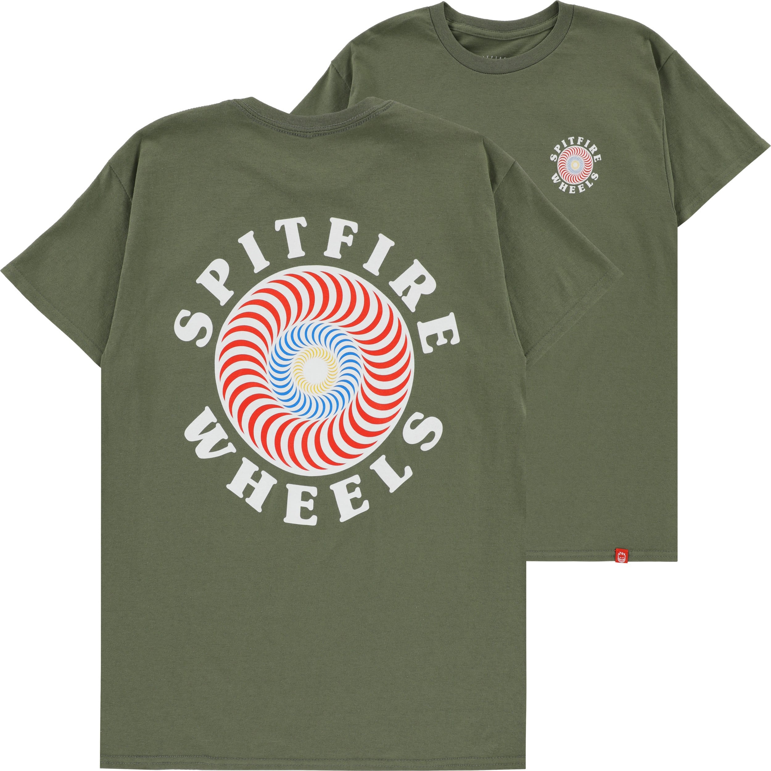 Spitfire Og Classic Fill T Shirt Military Green Multi Color Tactics