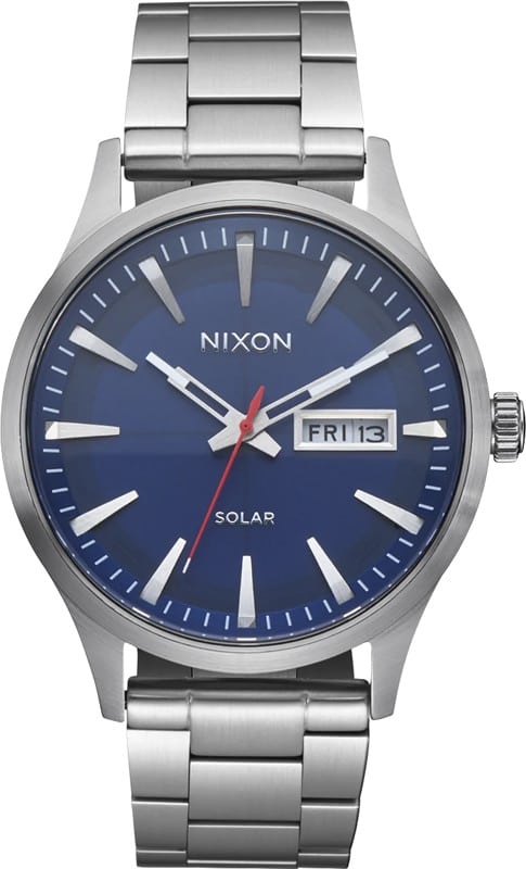 Nixon Sentry Solar SS Watch - navy sunray/silver | Tactics