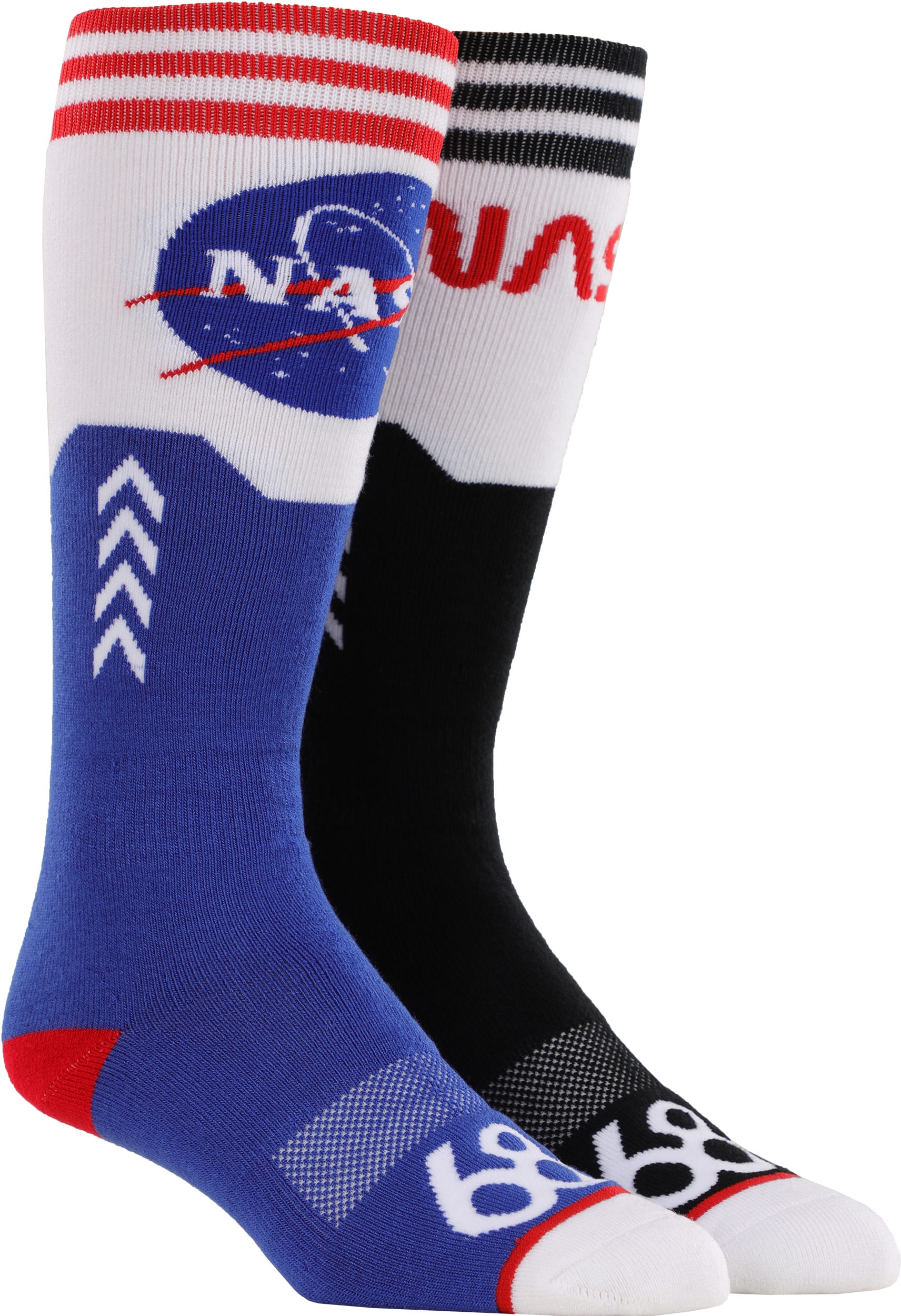 686 NASA 2-Pack Snowboard Socks - black pair + blue pair | Tactics