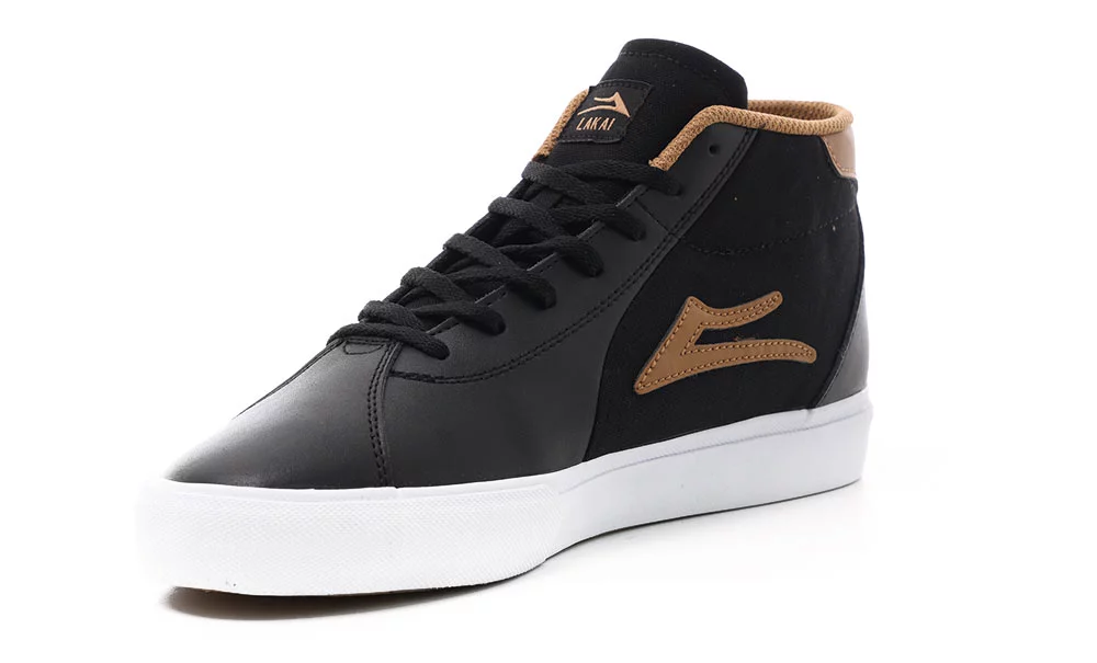 Lakai Flaco II Mid Skate Shoes - black/tobacco leather | Tactics