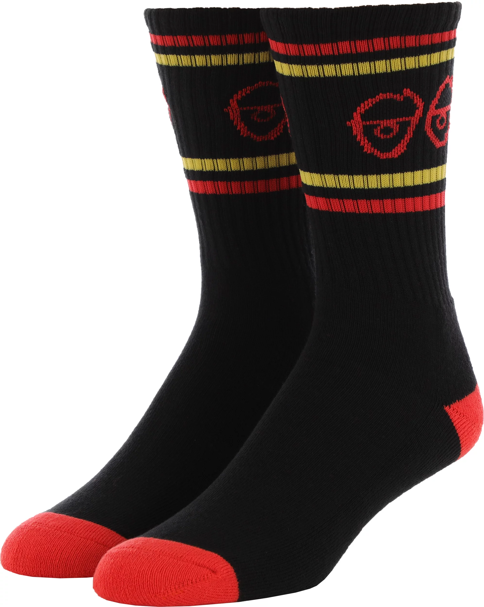 Krooked Skateboards Eyes Socks Black Red Yellow