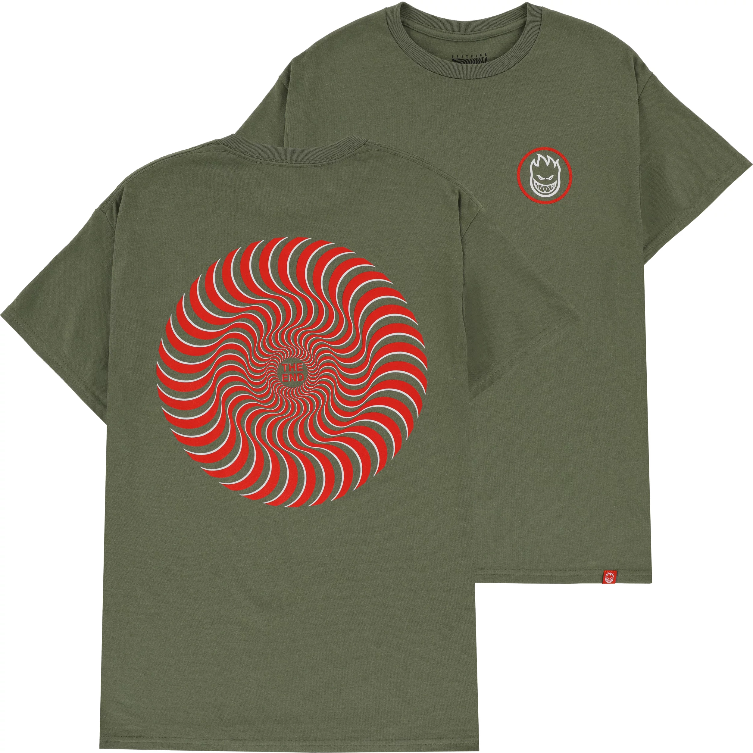 Spitfire Swirled Classic T-Shirt - Military Green/White