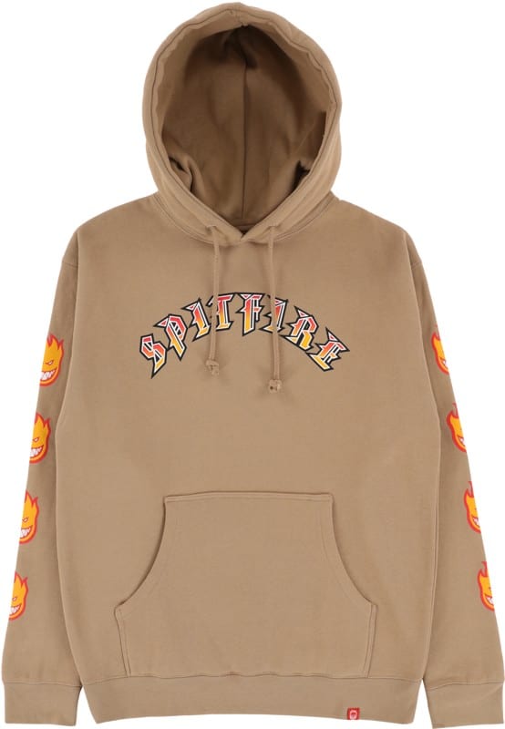 Spitfire Old E Bighead Fill Sleeve Hoodie - sandstone/gold-red | Tactics