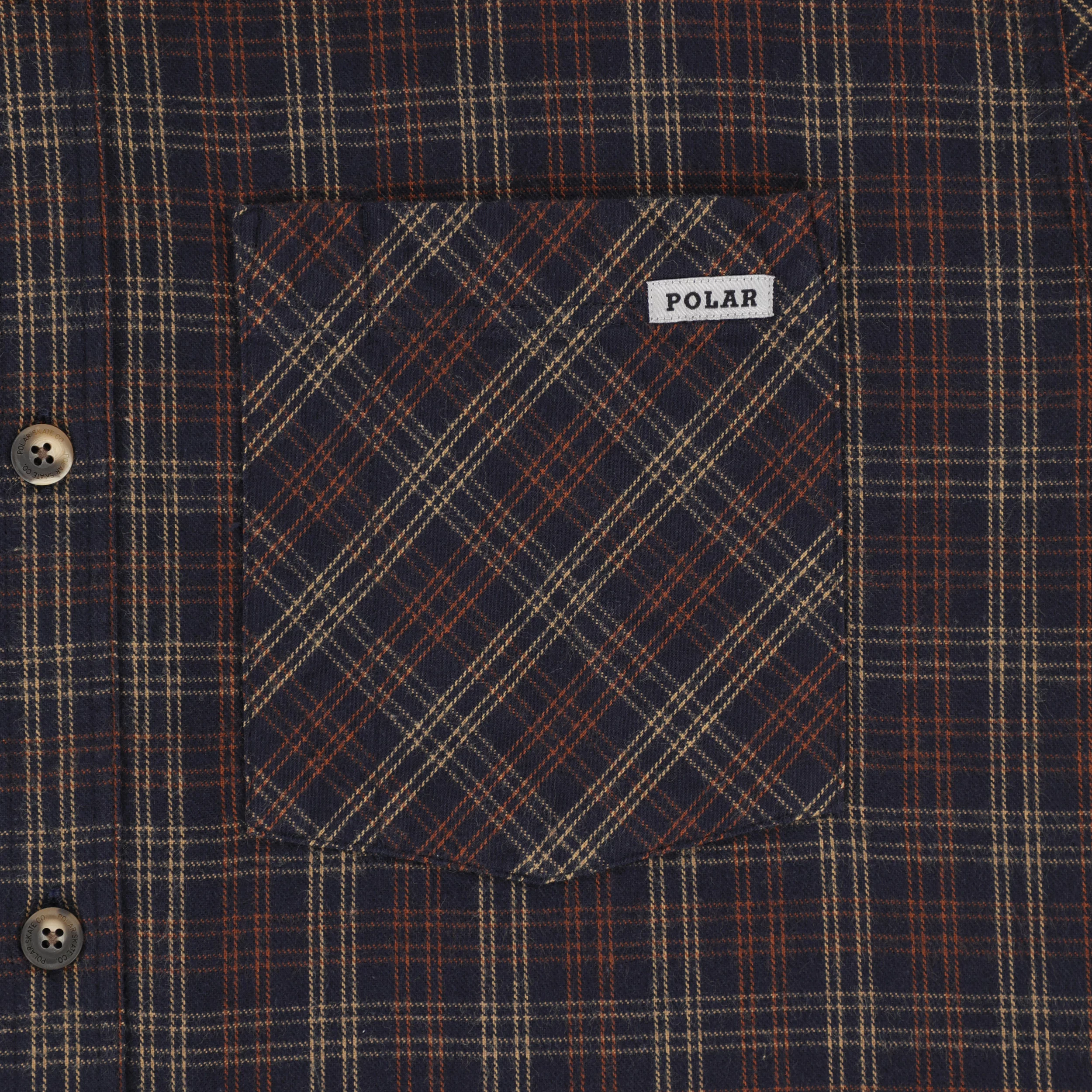 Polar Skate Co. Mitchell Flannel Shirt - navy/brown | Tactics