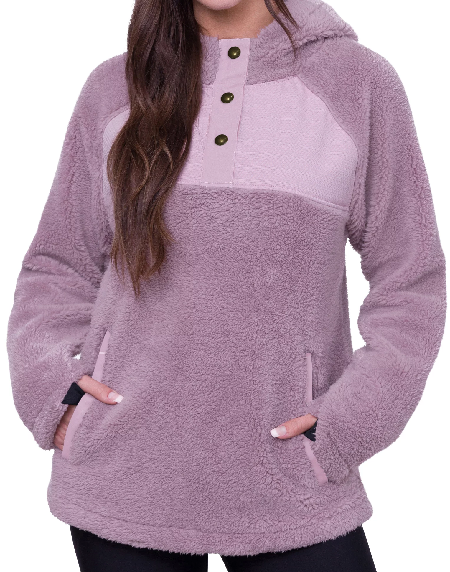 686 Women's Hemlock Sherpa Fleece Hoodie - dusty mauve | Tactics