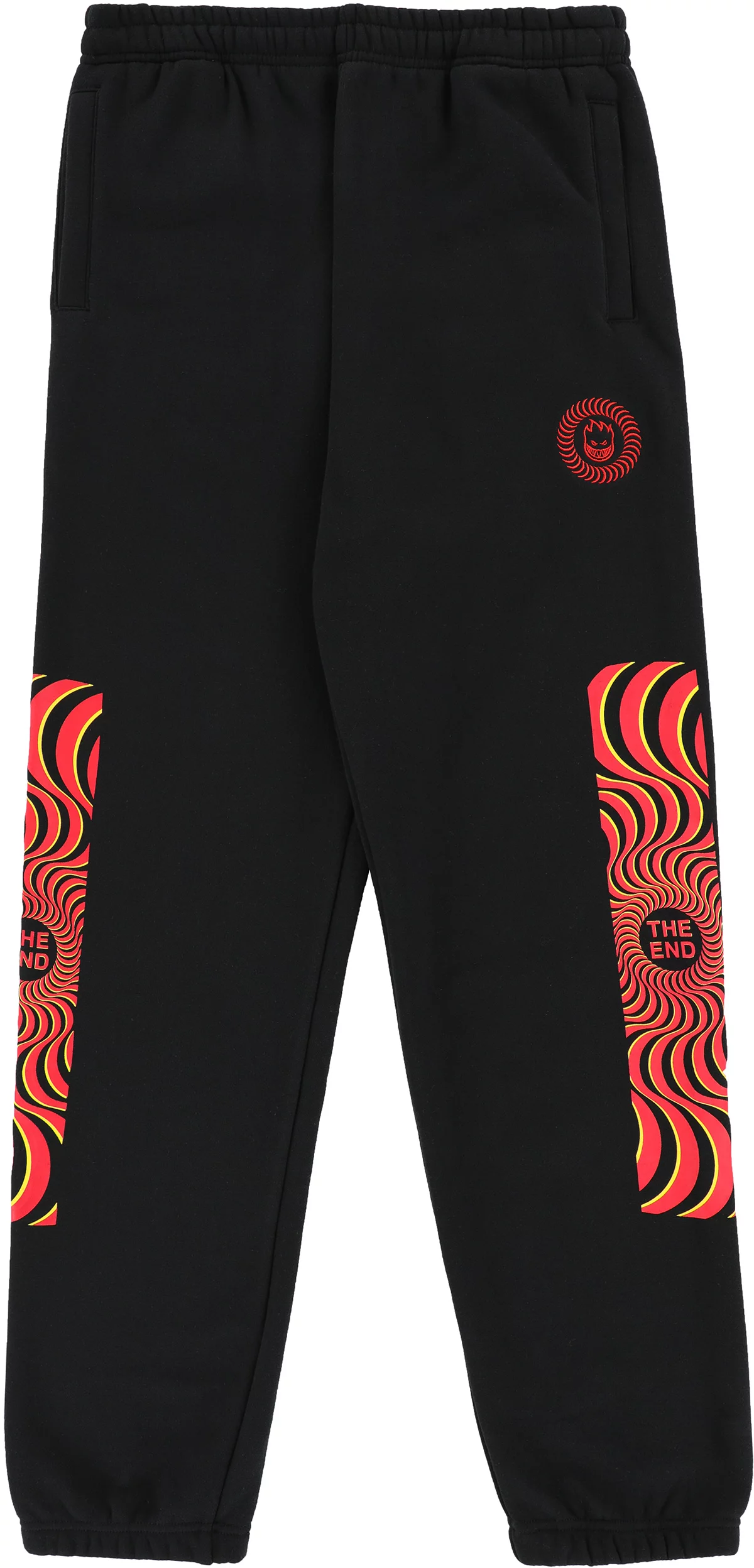 Spitfire Classic Swirl Overlay Sweat Pants - Black/Red Red/Yellow