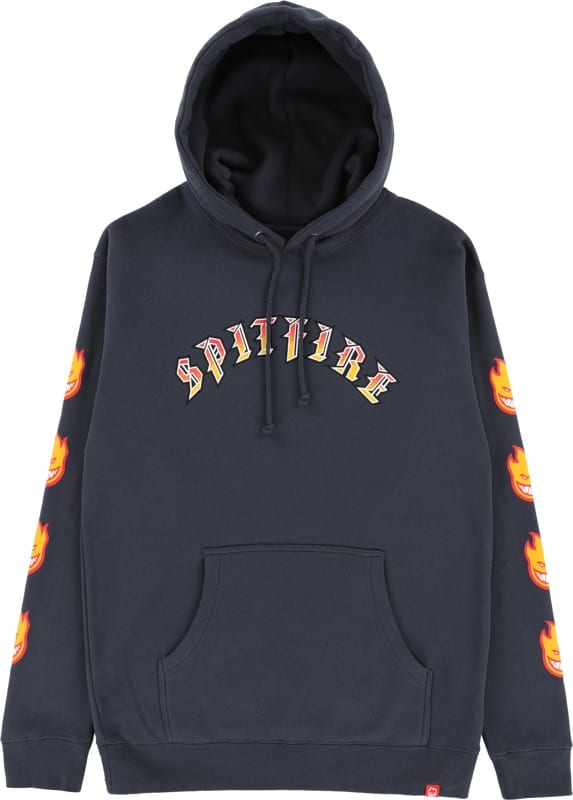 Spitfire Old E Bighead Fill Sleeve Hoodie - slate blue/gold-red | Tactics