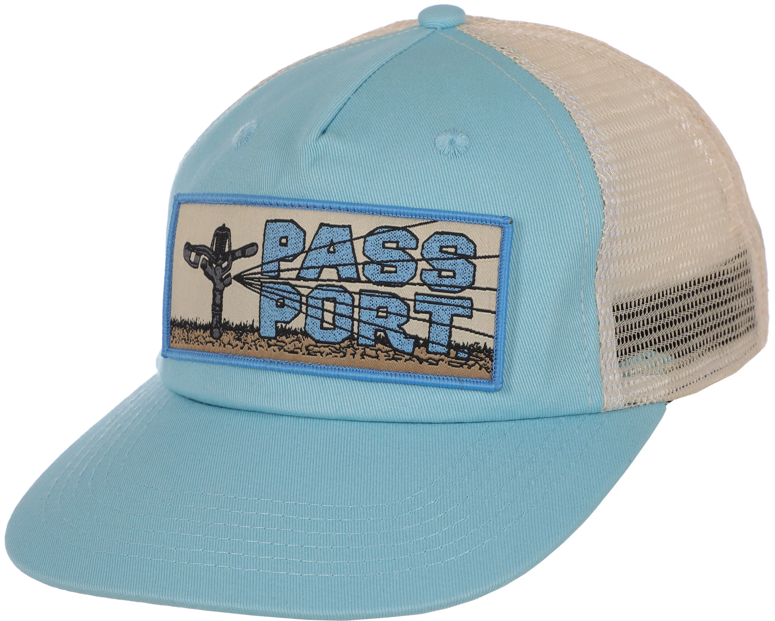 Passport Water Restrictions Workers Trucker Hat - Powder Blue