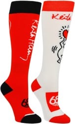 686 Women's Keith Haring 2-pack Snowboard Socks - assorted