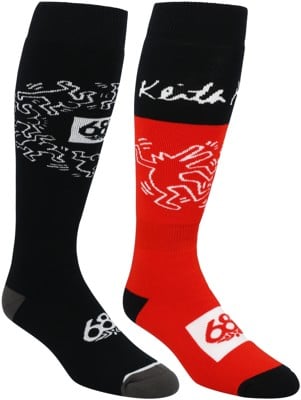 686 Keith Haring 2-Pack Snowboard Socks - black pair + red pair - view large