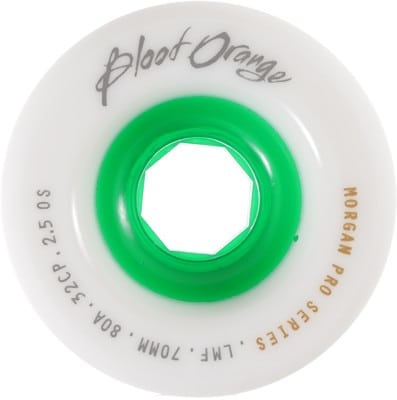 Blood Orange Morgan Pro Longboard Wheels - white/green core 70 (80a) - view large