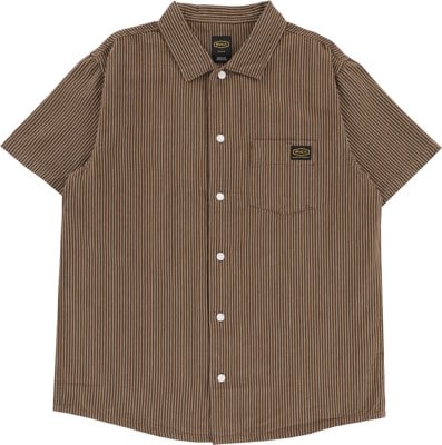 RVCA Dayshift Stripe II S/S Shirt - bombay brown - view large