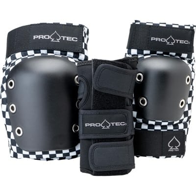 ProTec Street Jr Open Back 3-Pack Skate Pad Set - black checker - view large