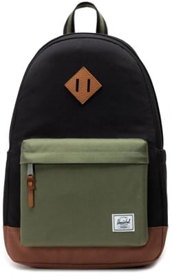 Herschel Supply Heritage V2 Backpack - black/four leaf clover/saddle brown - view large