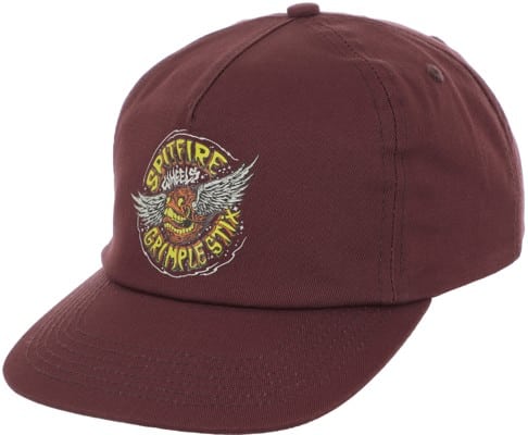 Spitfire Spitfire x Grimple Stix - Flying Grimple Snapback Hat - maroon - view large