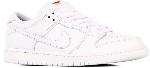 Nike SB Dunk Low Pro SB Skate Shoes - (orange label) white/white-white-white - view large