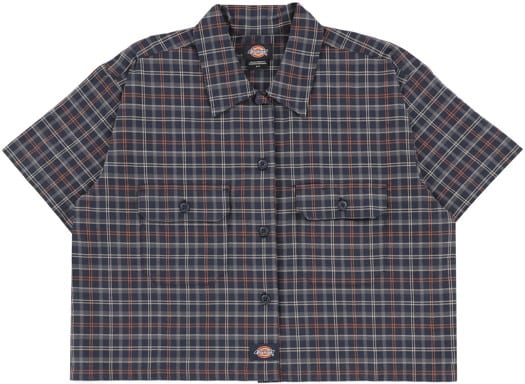 Dickies Women's Crop Work Shirt - outdoor check-navy - view large