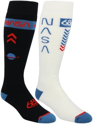 686 NASA 2-Pack Snowboard Socks - black pair + white pair - view large