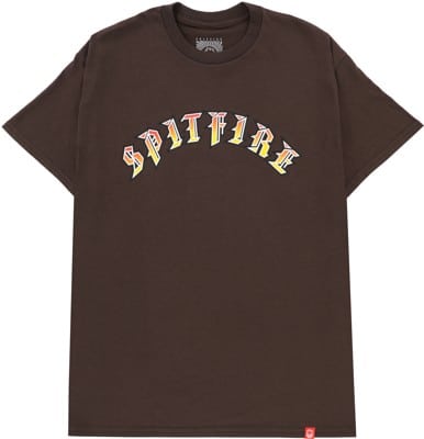 Spitfire Old E Fade Fill T-Shirt - dark chocolate/red-yellow - view large