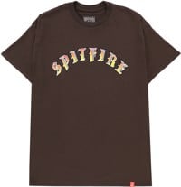 Spitfire Old E Fade Fill T-Shirt - dark chocolate/red-yellow