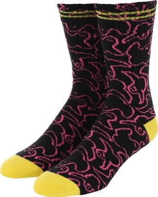 Krooked Multi Birds Sock - black/pink/yellow - view large