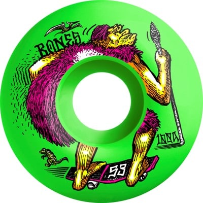 Bones 100's OG Formula V4 Wide Skateboard Wheels - neonderthal green (100a) - view large