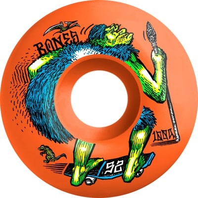 Bones 100's OG Formula V4 Wide Skateboard Wheels - neonderthal orange (100a) - view large