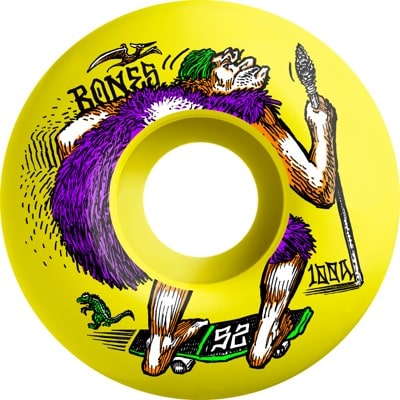 Bones 100's OG Formula V4 Wide Skateboard Wheels - neonderthal yellow (100a) - view large