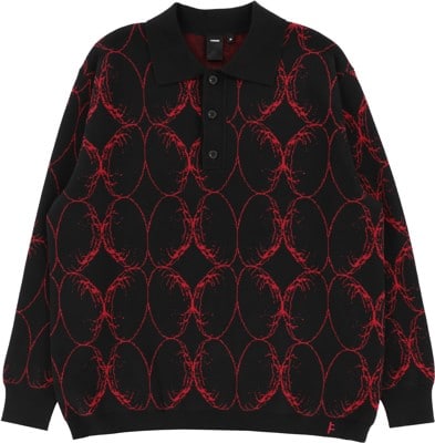 Former Coil Knit L/S Polo Shirt - black blood - view large