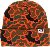 Autumn Duck Camo Beanie - safety orange