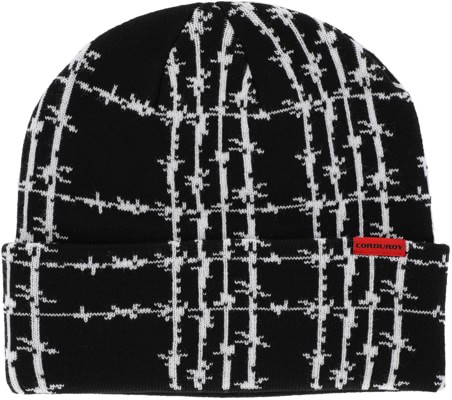 Corduroy Barbed Plaid Beanie - black - view large