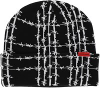 Corduroy Barbed Plaid Beanie - black