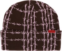 Corduroy Barbed Plaid Beanie - brown