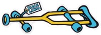 Black Label Crutch Sticker - yellow crutch/blue