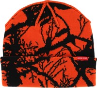 Corduroy Twig Camo Beanie - safety orange