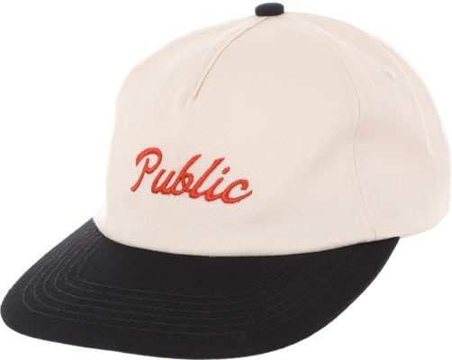 Public Event Embroidered Strapback Hat - cream/black - view large