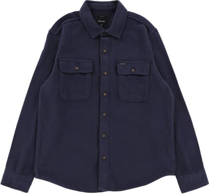 Brixton Bowery Textured Loop Twill Flannel Shirt - washed navy - view large