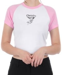 Cherries Wheels Punk Babydoll Raglan T-Shirt - pink