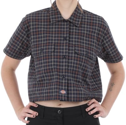 Dickies Women's Crop Work Shirt - outdoor check-navy - view large