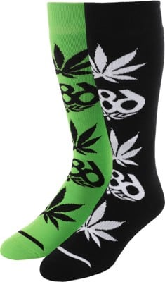 686 HUF 2-Pack Snowboard Socks - black pair + green pair - view large