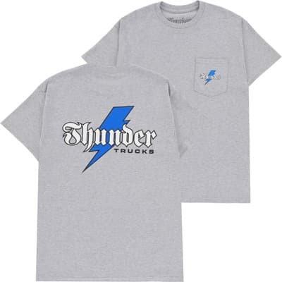 Thunder Bolt Script Pocket T-Shirt - sport grey/white-blue-black - view large