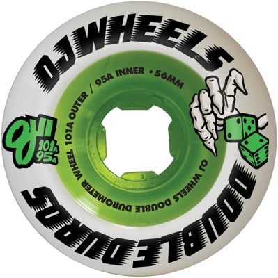 OJ Double Duro Mini Combo Skateboard Wheels - white/green (101a/95a) - view large