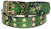 Loosey Snake Skin Grommet Belt - green